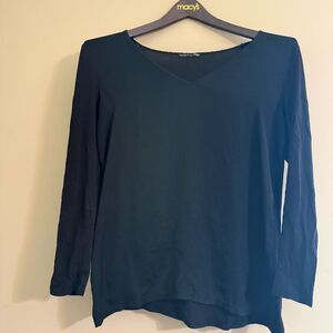 Zara Women's Silky V Neck Black Top Blouse Medium Top